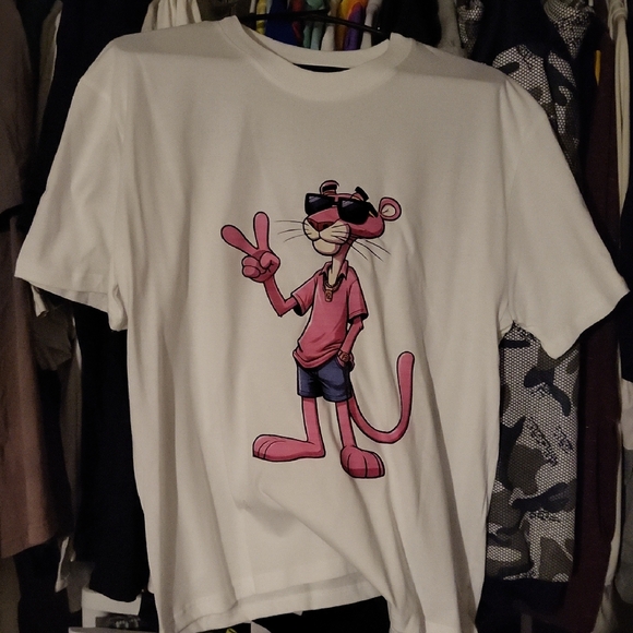 Ring spun Other - White Pink Panther Short Sleeve Tee